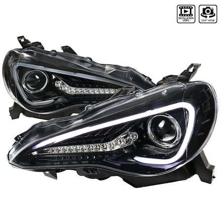 Spec-D Tuning 13-16 Scion Fr-S LED Bar Pro Headlights-Glossy Black LHP-FRS12BK-TM